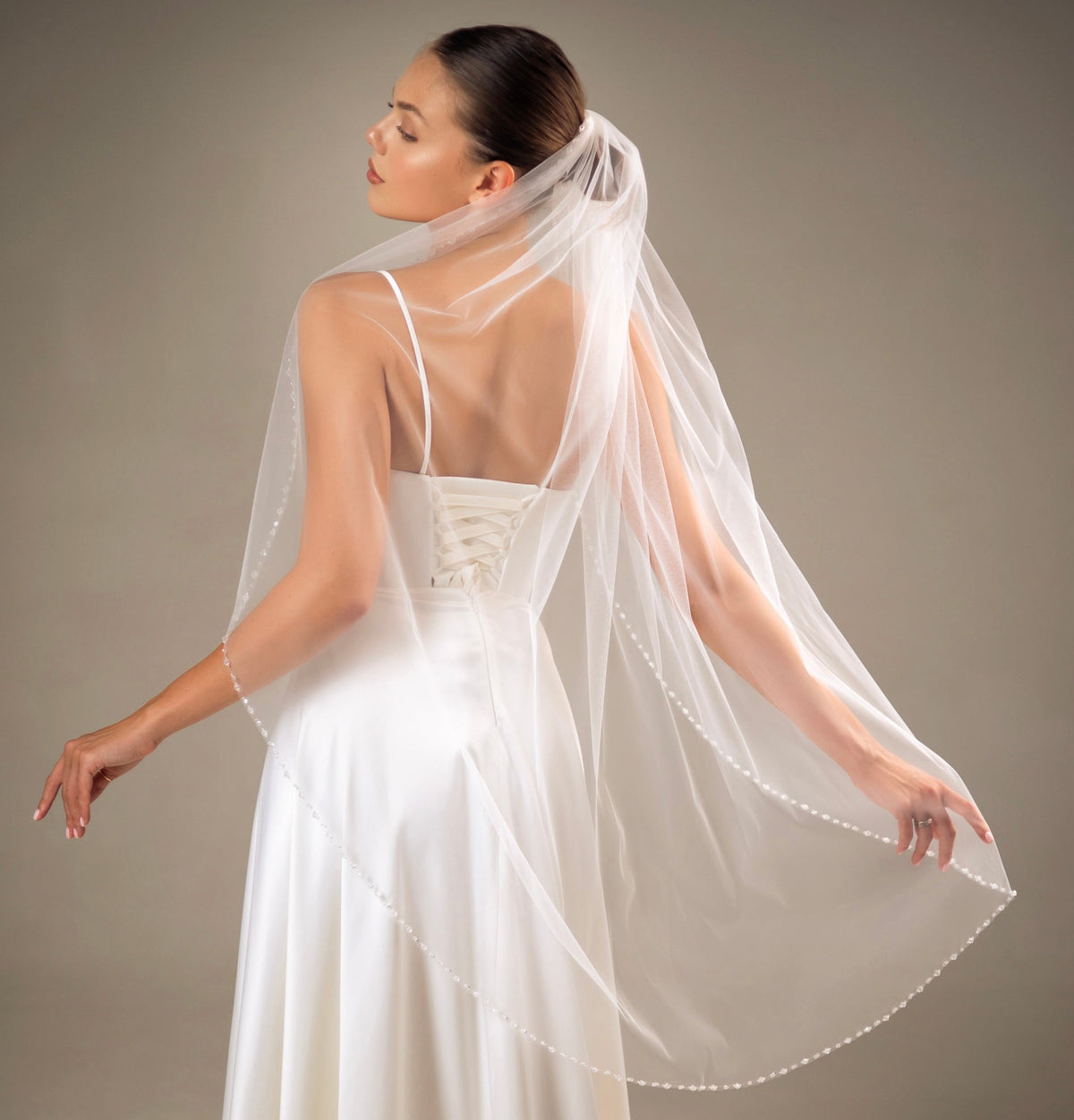 Veil with Sequin, Bead and Crystal Edge - view 3