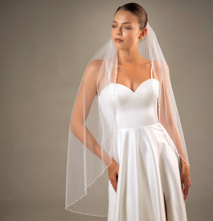 Veil with Sequin, Bead and Crystal Edge - view 4