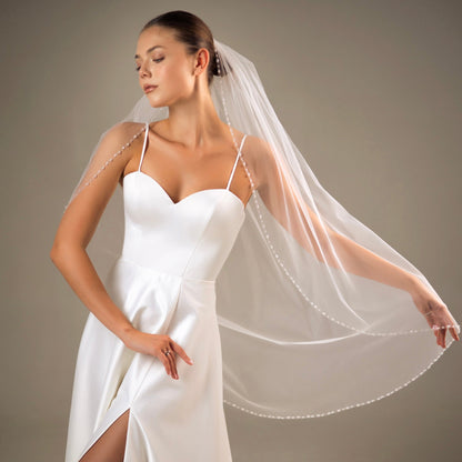 Veil with Sequin, Bead and Crystal Edge - view 1