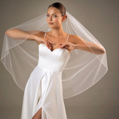 Veil with Sequin, Bead and Crystal Edge - view 5