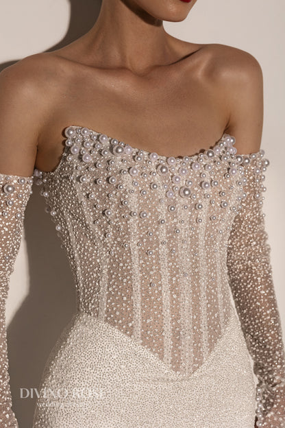 Mermaid wedding dress with corset and glitter details
