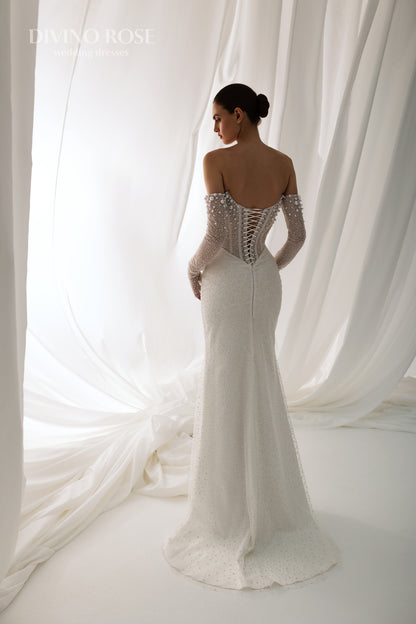 Mermaid wedding dress with corset and glitter details