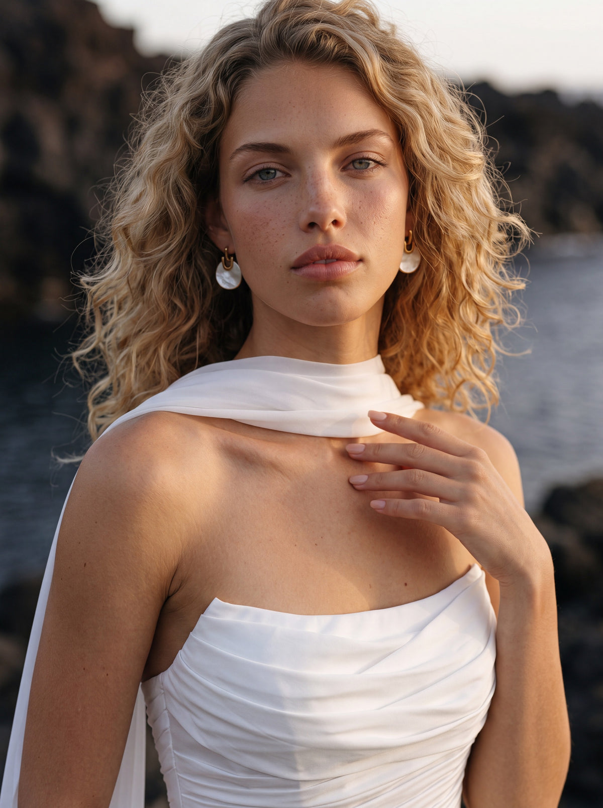 Crepe Georgette Wedding Dress with Draped Strapless Bodice — Illusion 2027, photograph 3