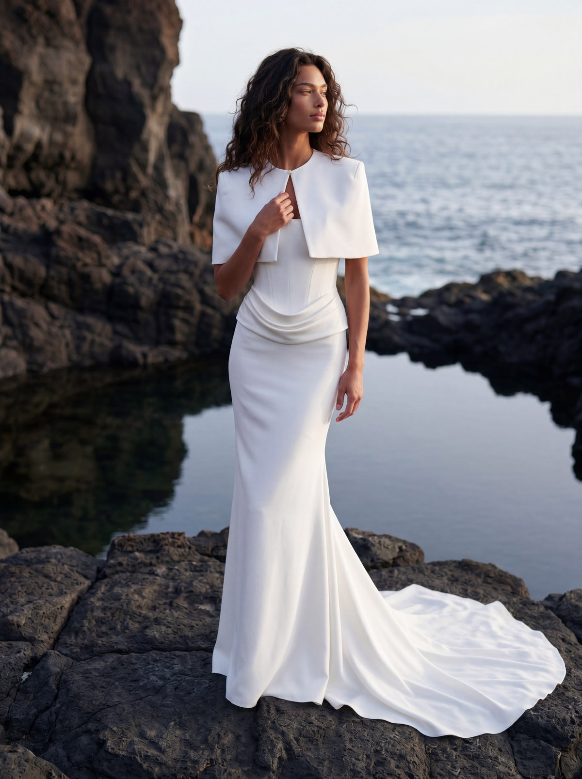 Crepe Mermaid Wedding Dress with Strapless Bodice — Illusion 2027, photograph 2