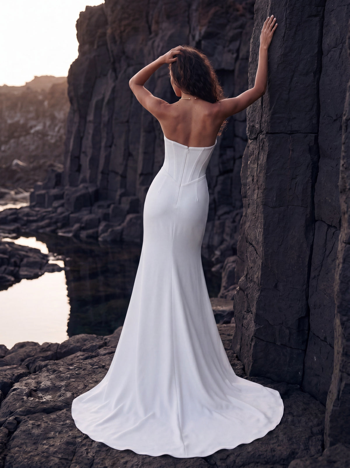 Crepe Mermaid Wedding Dress with Strapless Bodice — Illusion 2027, photograph 5