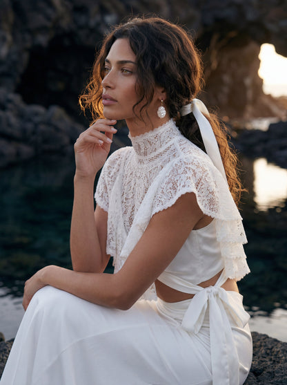 Lace Bridal Crop Top and Satin Mermaid Skirt — Illusion 2027, photograph 2