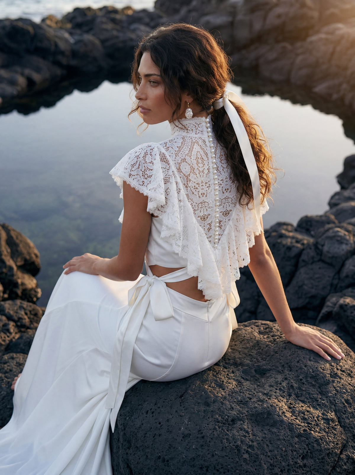 Lace Bridal Crop Top and Satin Mermaid Skirt — Illusion 2027, photograph 4