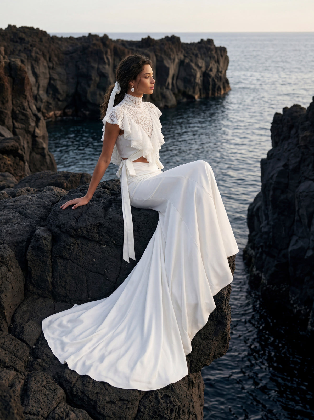 Lace Bridal Crop Top and Satin Mermaid Skirt — Illusion 2027, photograph 5