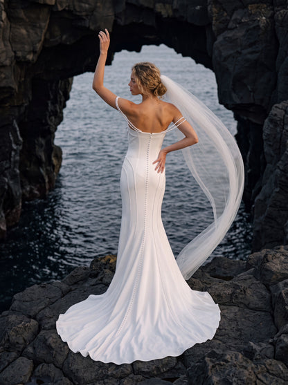 Mermaid Wedding Dress with Draped Bodice and Fine Straps — Illusion 2027, photograph 6