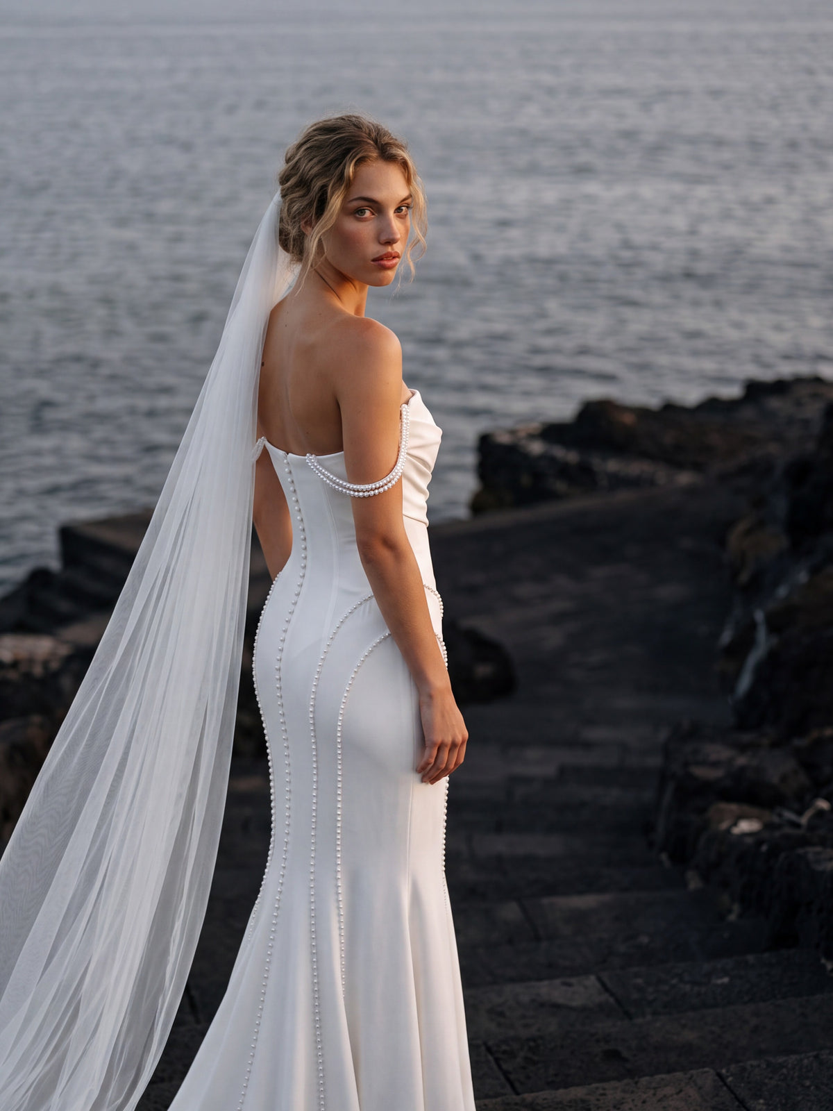Mermaid Wedding Dress with Draped Bodice and Fine Straps — Illusion 2027, photograph 7