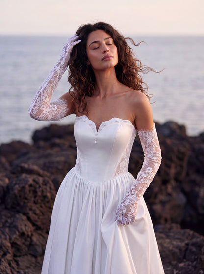 Satin A-Line Wedding Dress with Lace-Trimmed Corset — Illusion 2027, photograph 2