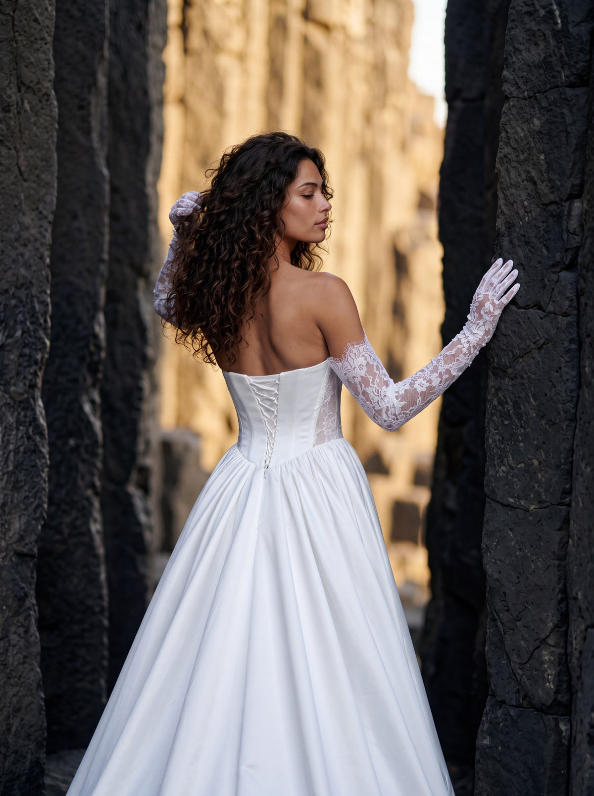 Satin A-Line Wedding Dress with Lace-Trimmed Corset — Illusion 2027, photograph 5