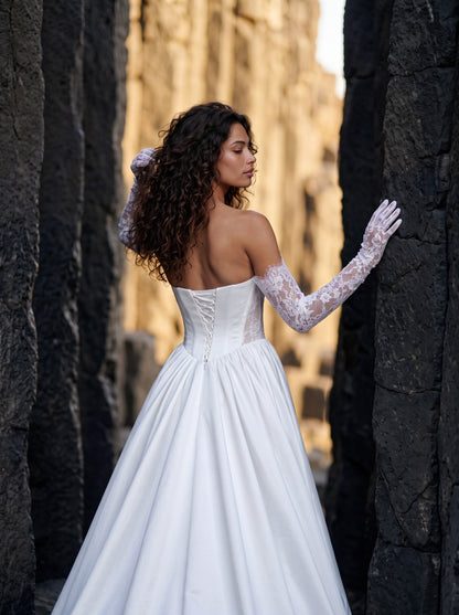 Satin A-Line Wedding Dress with Lace-Trimmed Corset — Illusion 2027, photograph 5