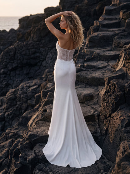 Satin and Lace Mermaid Wedding Dress with Sweetheart Corset — Illusion 2027, photograph 2