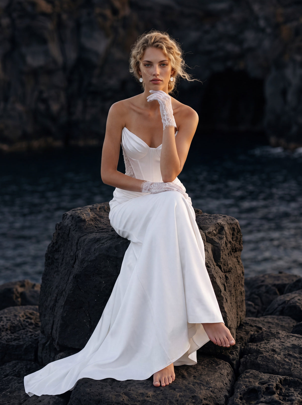 Satin and Lace Mermaid Wedding Dress with Sweetheart Corset — Illusion 2027, photograph 5