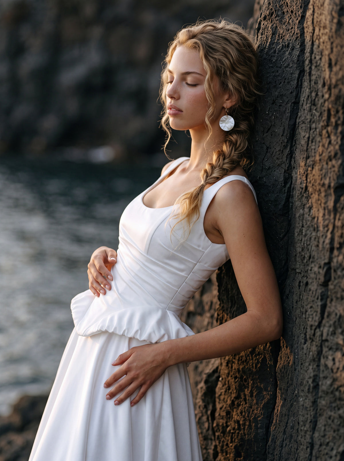 Satin Corset A-Line Wedding Dress with Peplum Waist — Illusion 2027, photograph 2