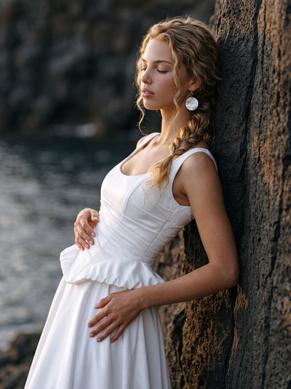 Satin Corset A-Line Wedding Dress with Peplum Waist — Illusion 2027, photograph 2