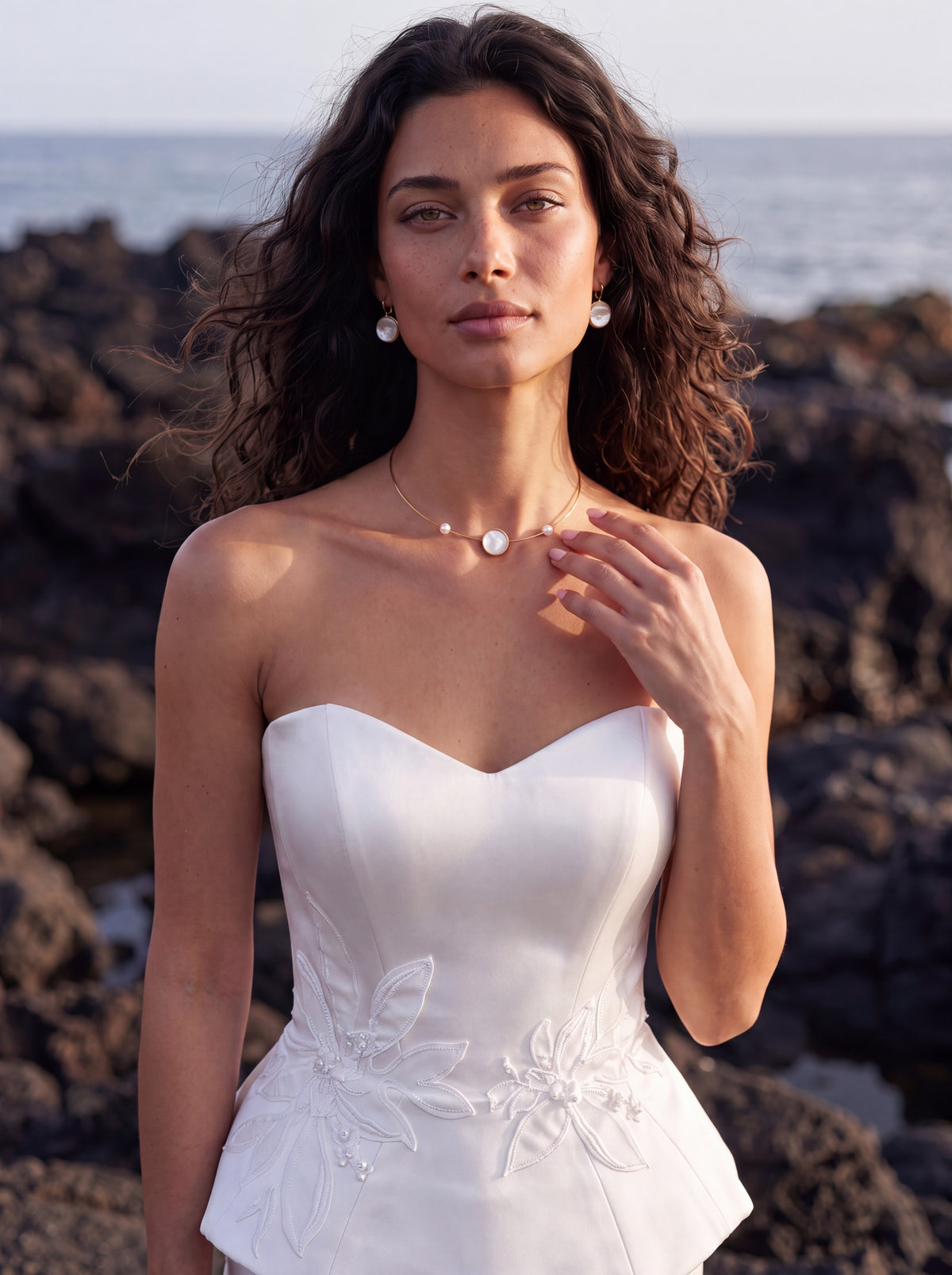 Satin Corset Wedding Dress with Fitted Skirt and Train — Illusion 2027, photograph 5