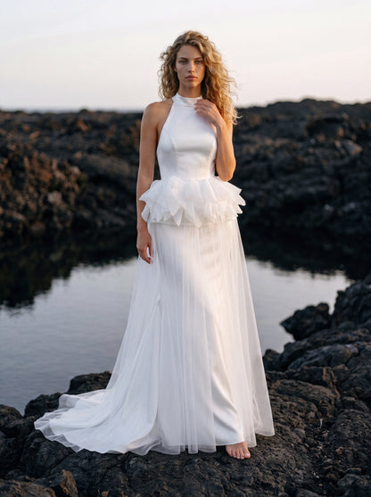 Satin Halter Wedding Dress with Open Back — Illusion 2027, photograph 3