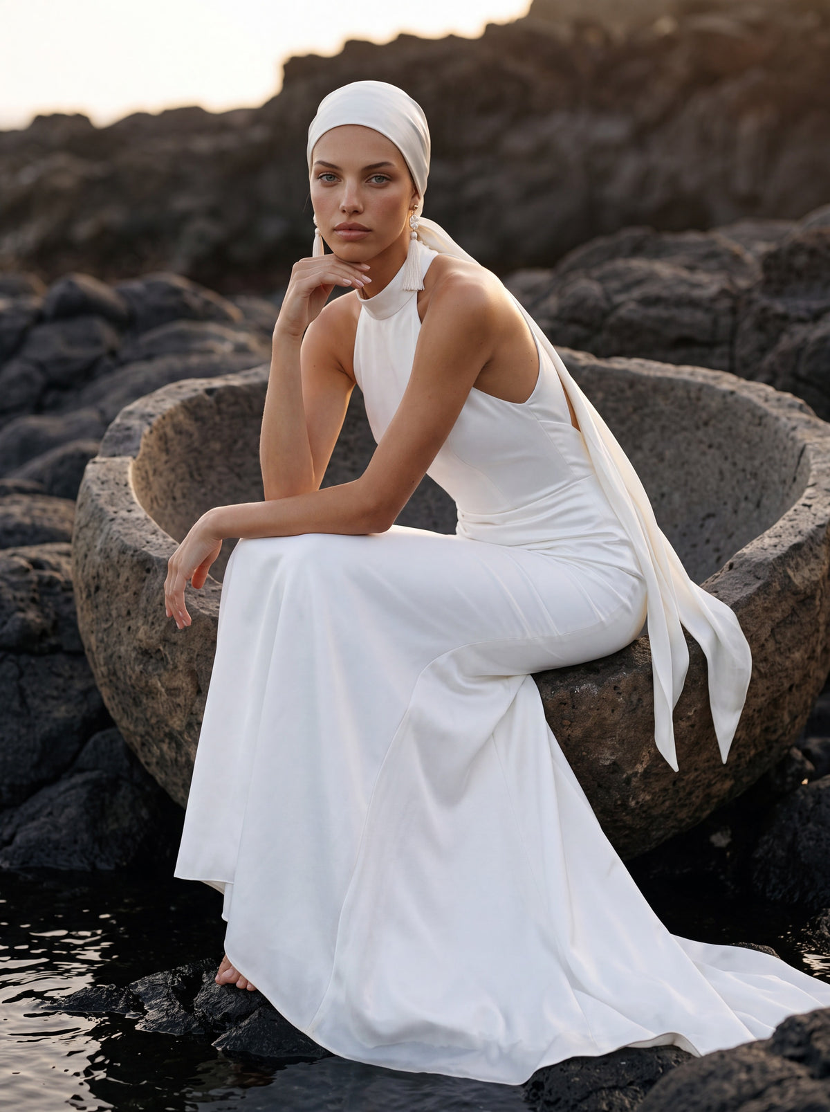 Satin Halter Wedding Dress with Open Back — Illusion 2027, photograph 4