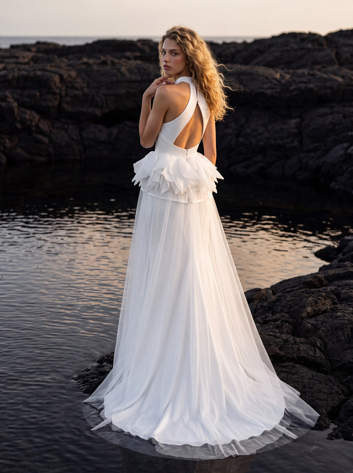 Satin Halter Wedding Dress with Open Back — Illusion 2027, photograph 6