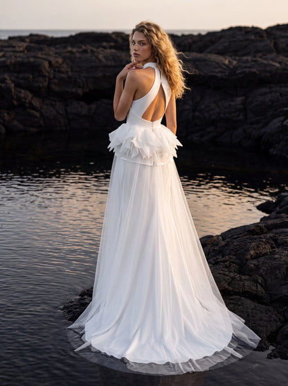 Satin Halter Wedding Dress with Open Back — Illusion 2027, photograph 6