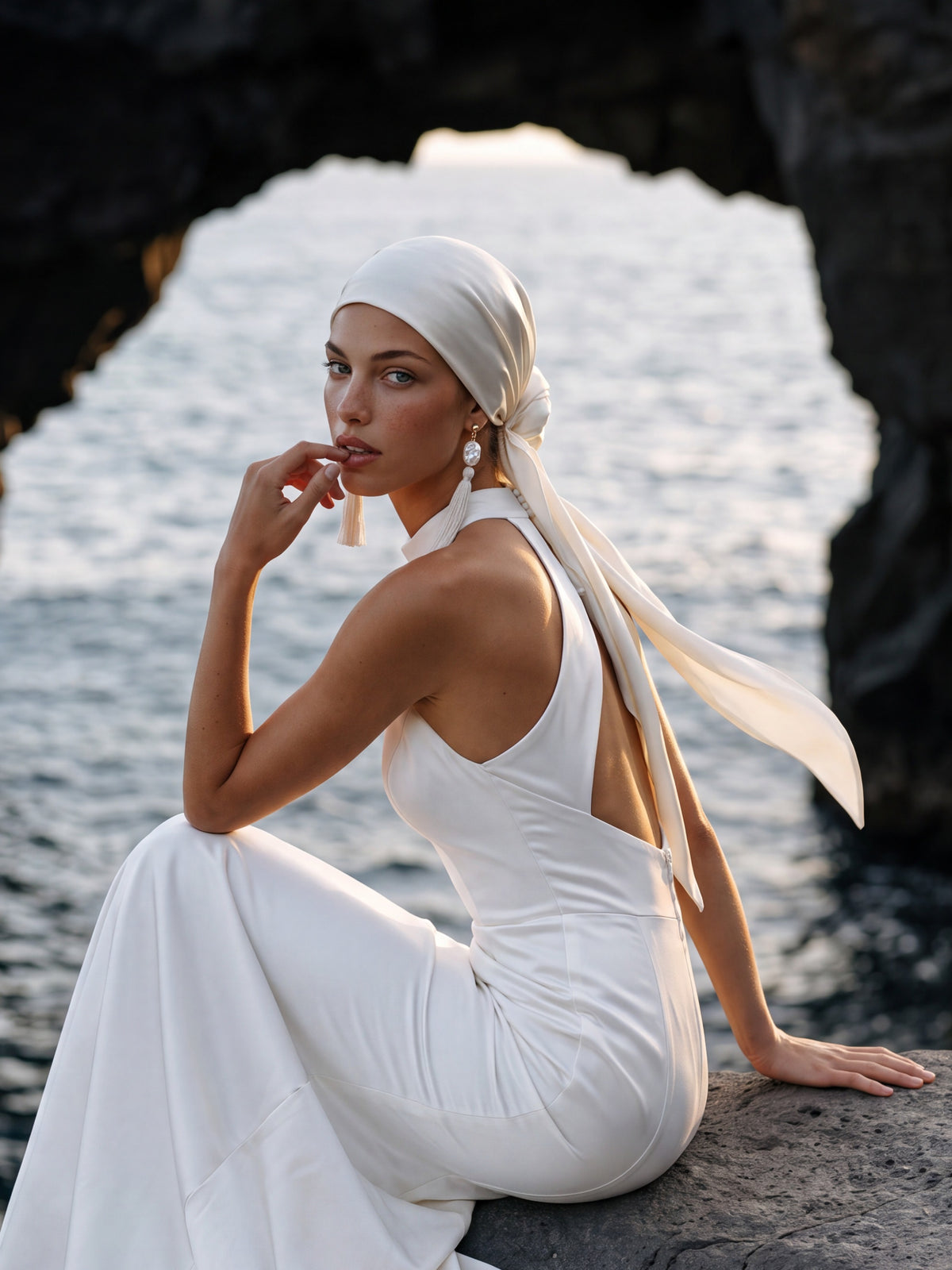 Satin Halter Wedding Dress with Open Back — Illusion 2027, photograph 7