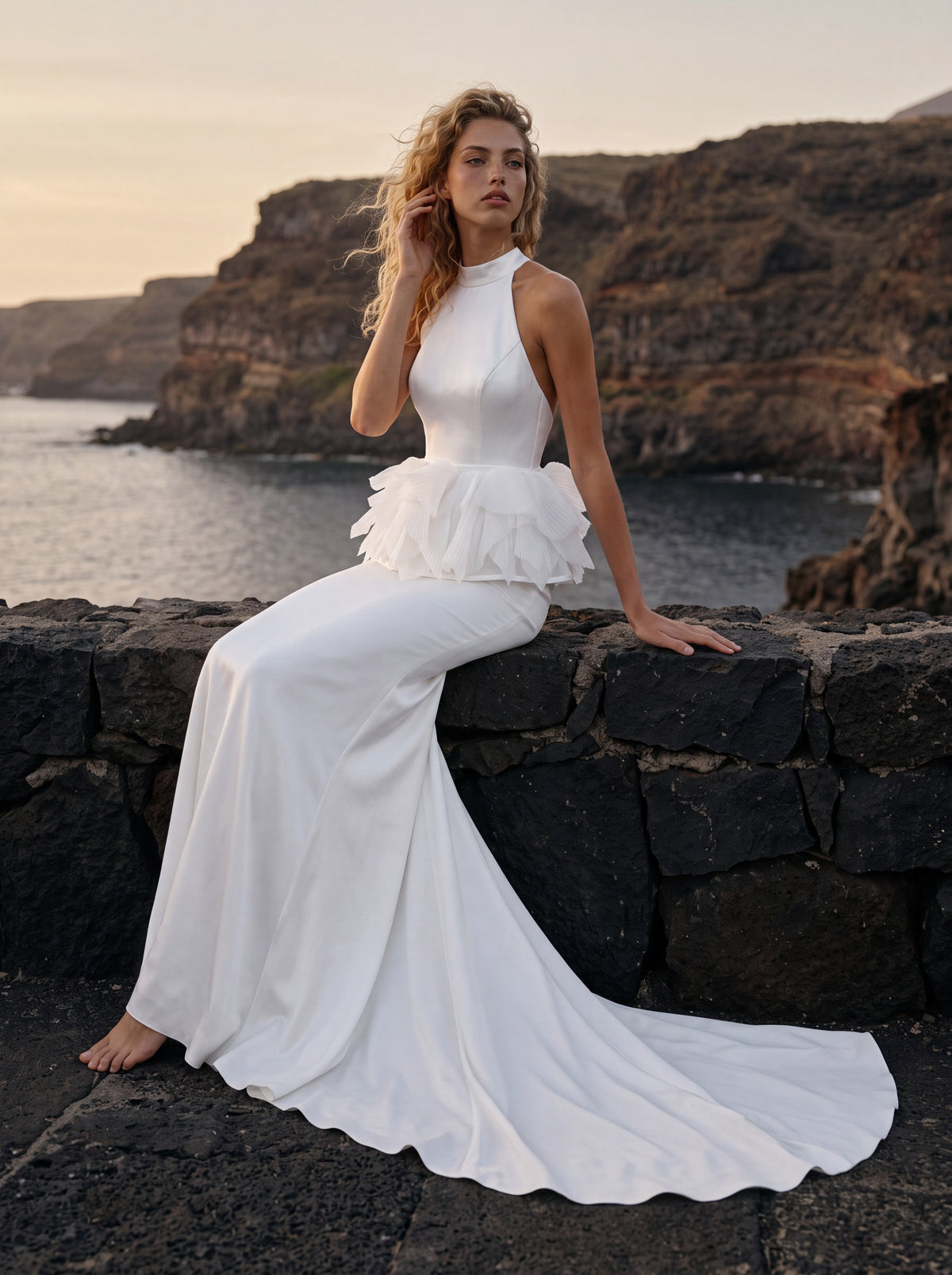 Satin Halter Wedding Dress with Open Back — Illusion 2027, photograph 8