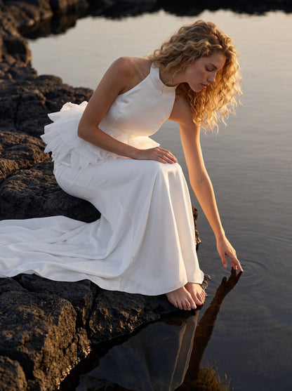 Satin Halter Wedding Dress with Open Back — Illusion 2027, photograph 9
