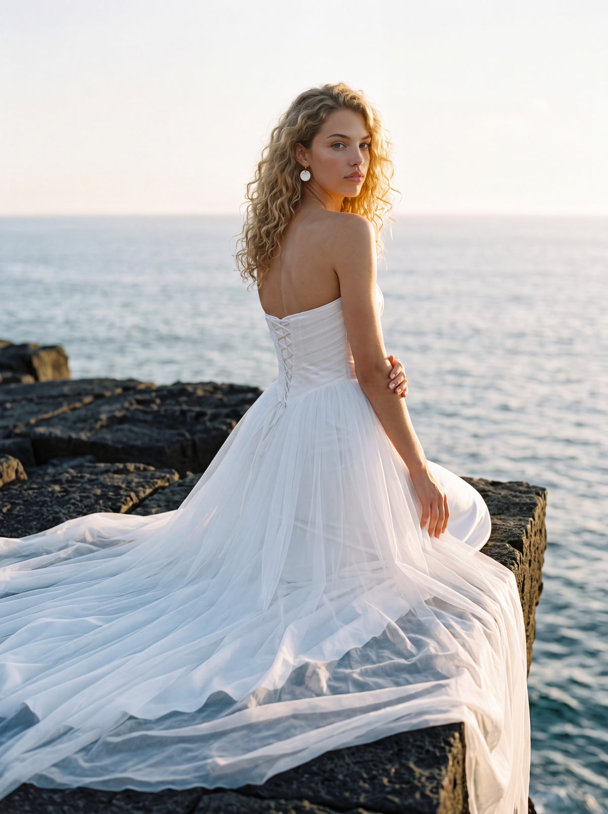 Satin Mermaid Wedding Dress with Draped Strapless Bodice — Illusion 2027, photograph 9