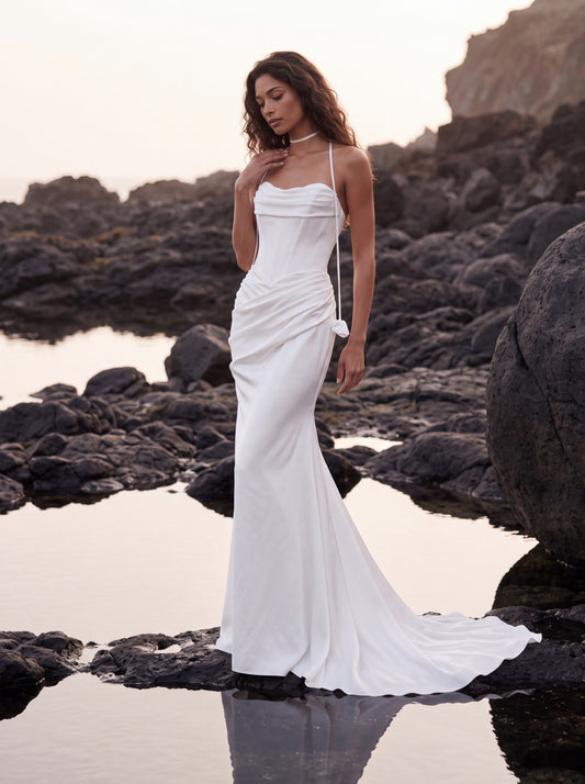 Satin Mermaid Wedding Dress with Fine Straps — Illusion 2027, photograph 1