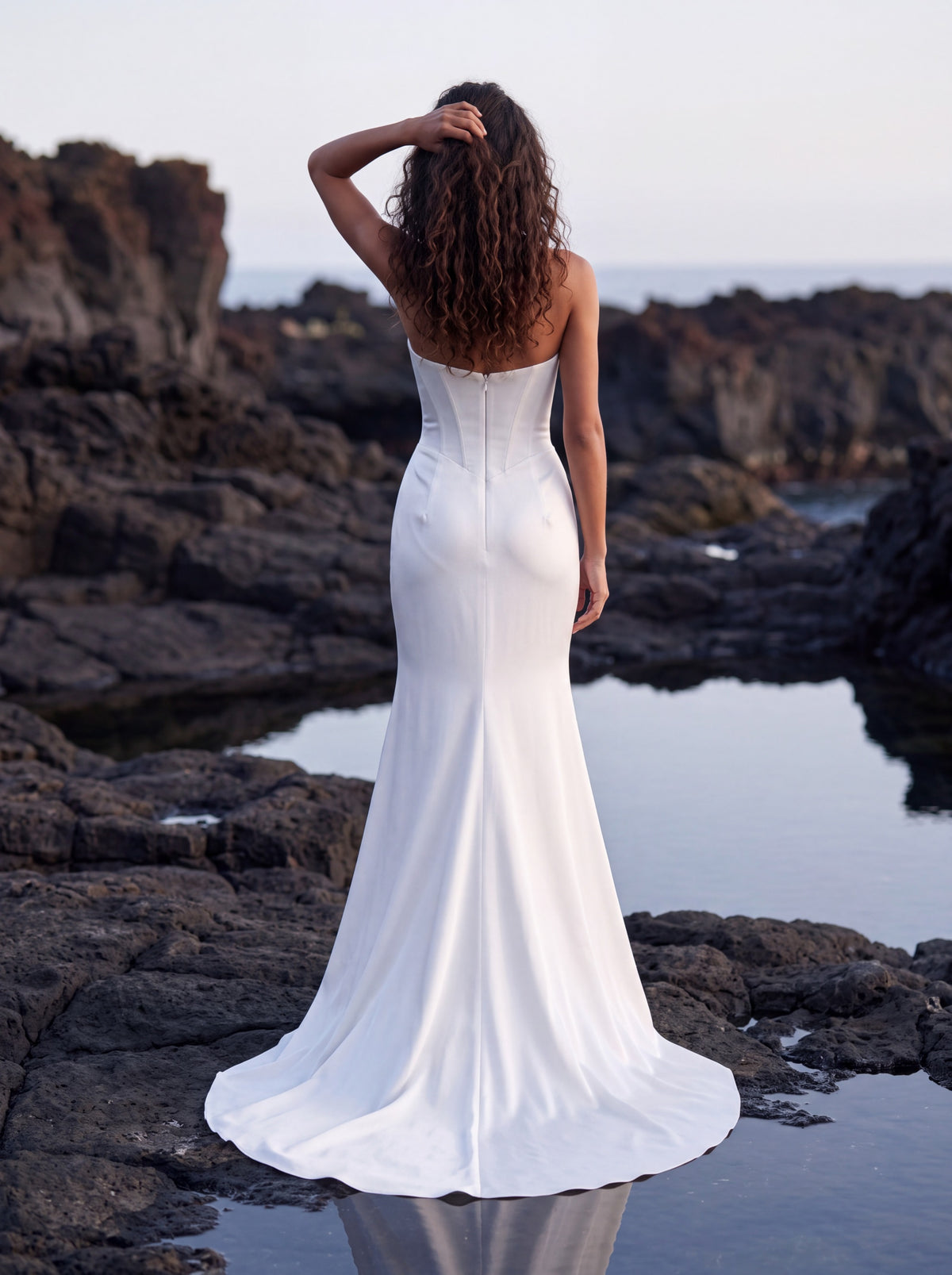 Satin Mermaid Wedding Dress with Fine Straps — Illusion 2027, photograph 3