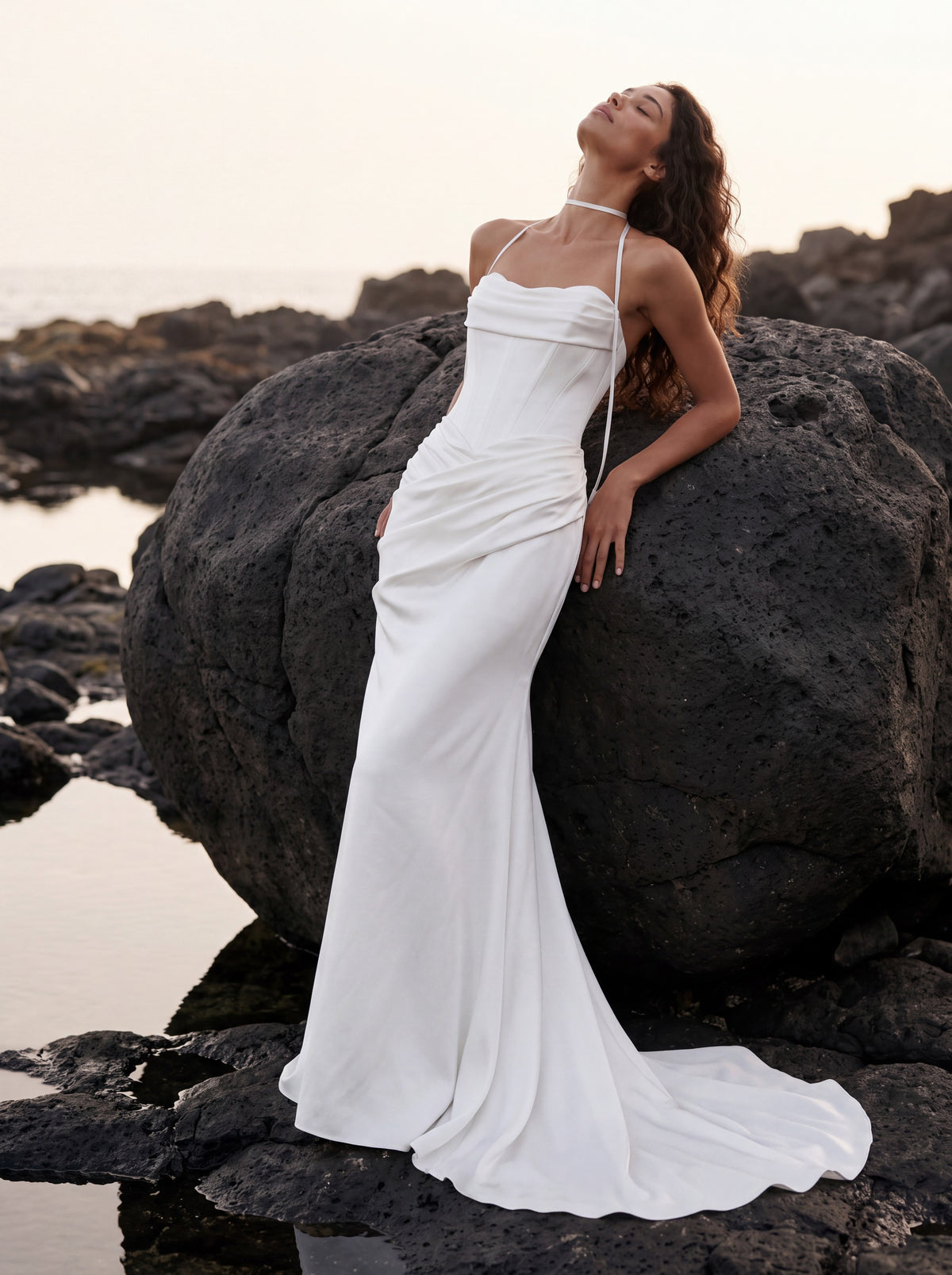 Satin Mermaid Wedding Dress with Fine Straps — Illusion 2027, photograph 6