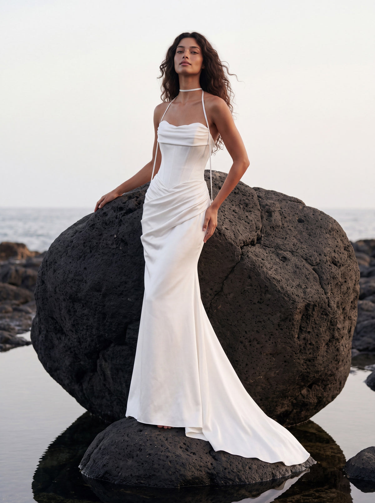 Satin Mermaid Wedding Dress with Fine Straps — Illusion 2027, photograph 7
