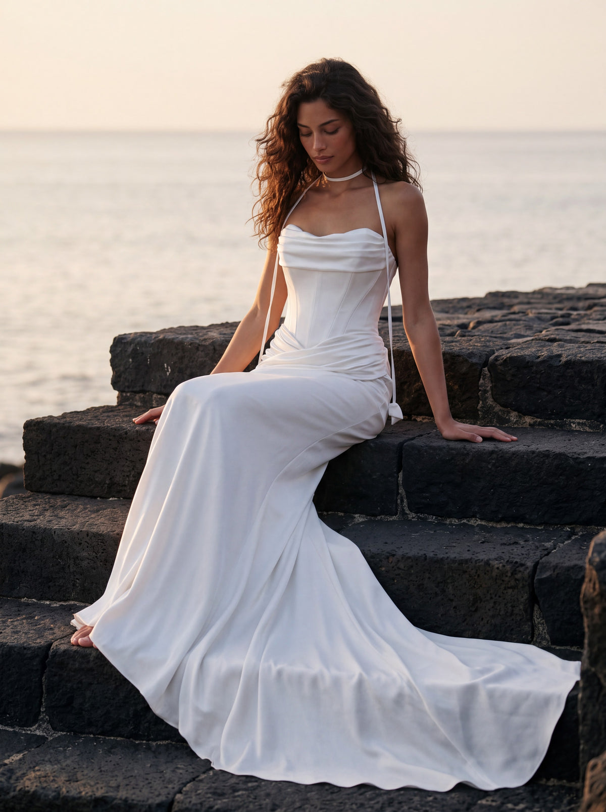 Satin Mermaid Wedding Dress with Fine Straps — Illusion 2027, photograph 9