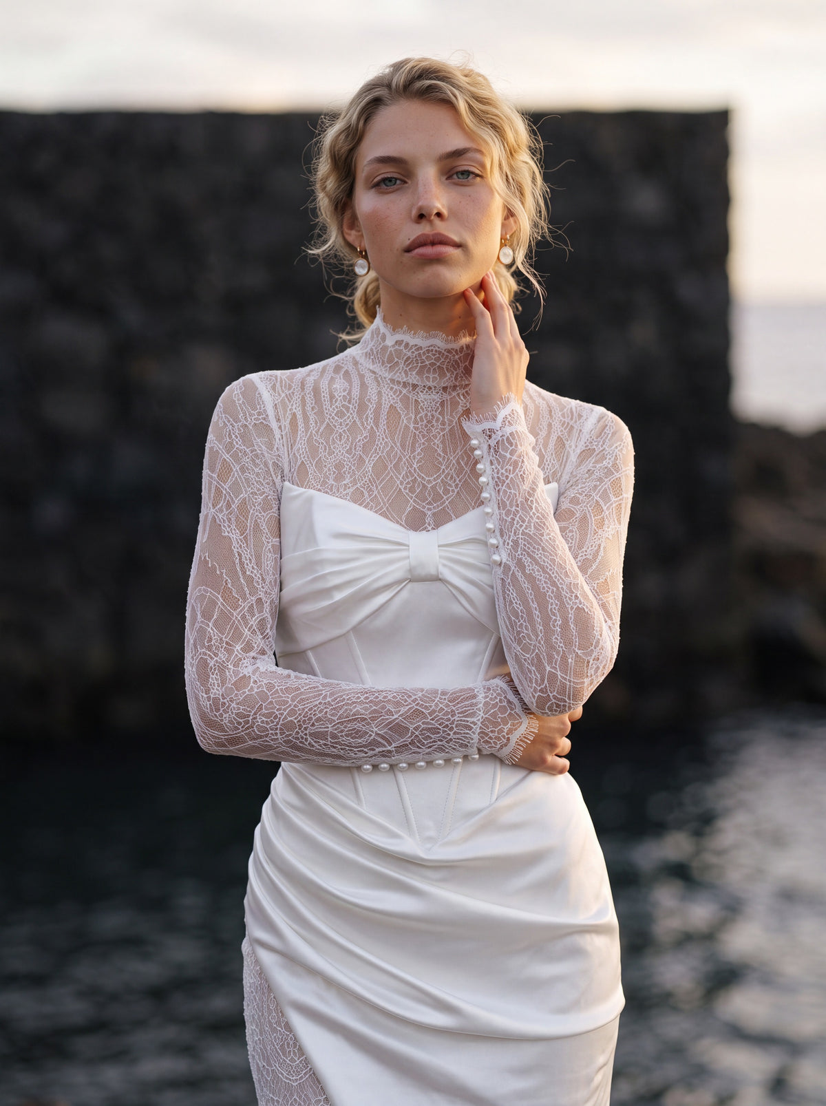 Satin Wedding Dress with Strapless Corset and Thigh Slit — Illusion 2027, photograph 2