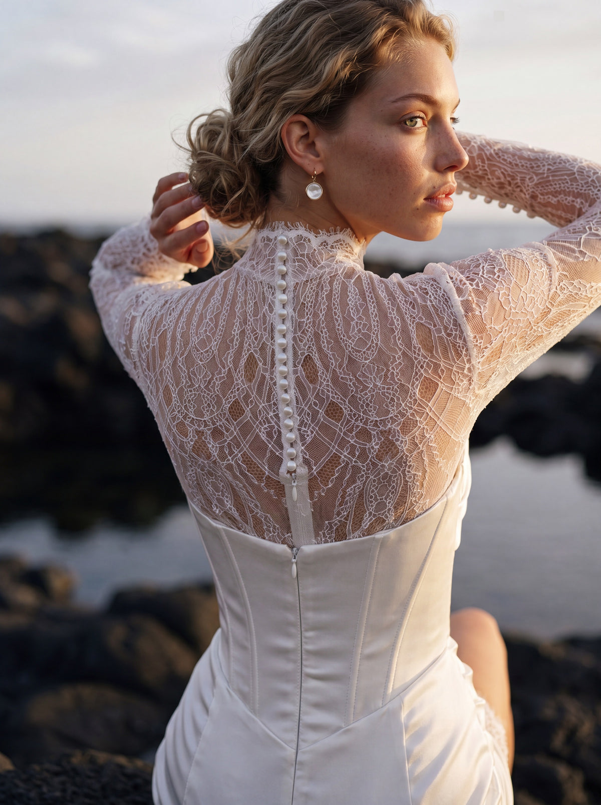 Satin Wedding Dress with Strapless Corset and Thigh Slit — Illusion 2027, photograph 6