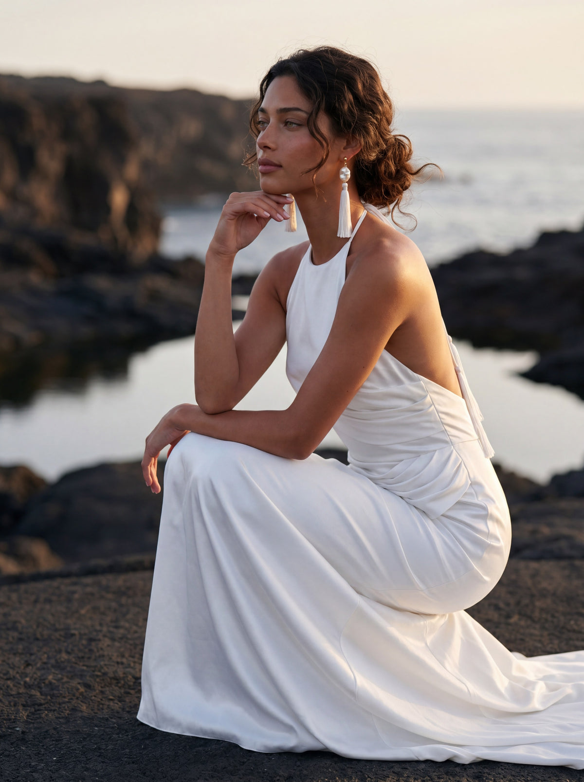 Silk Halter Wedding Dress with Draped Mermaid Skirt — Illusion 2027, photograph 2