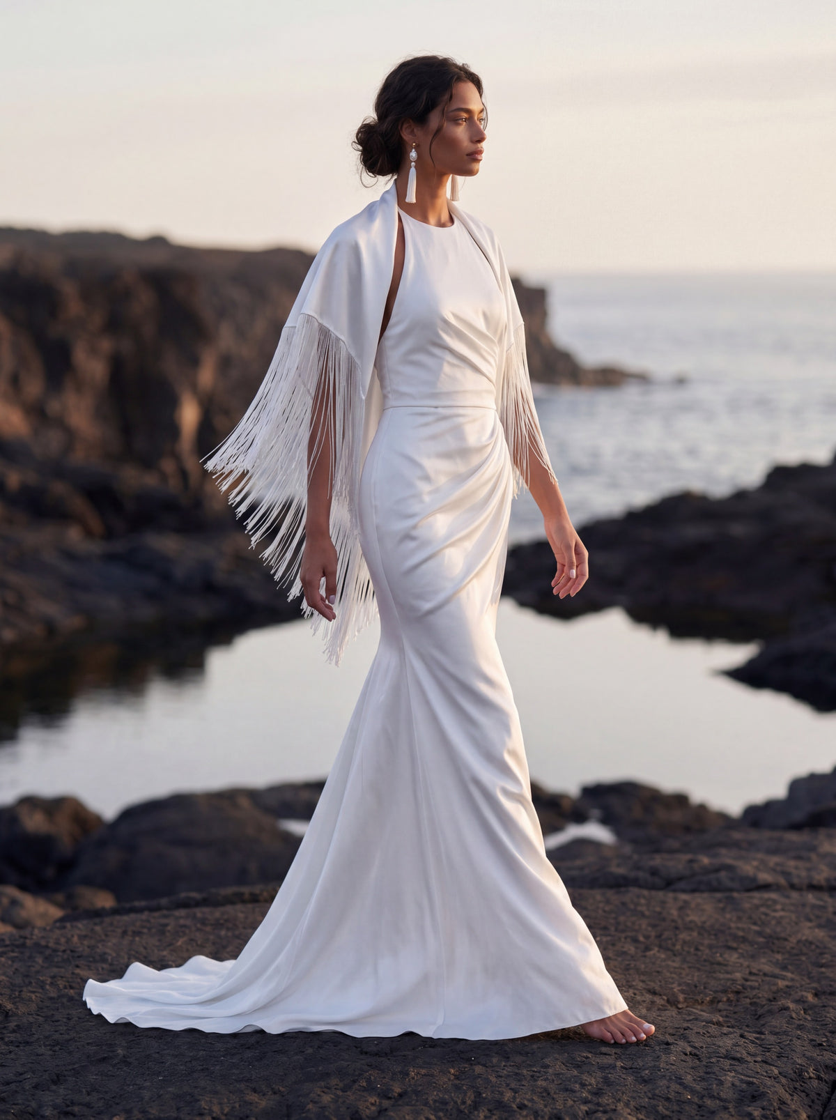 Silk Halter Wedding Dress with Draped Mermaid Skirt — Illusion 2027, photograph 6