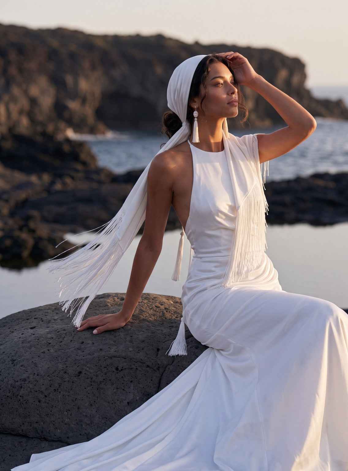Silk Halter Wedding Dress with Draped Mermaid Skirt — Illusion 2027, photograph 8