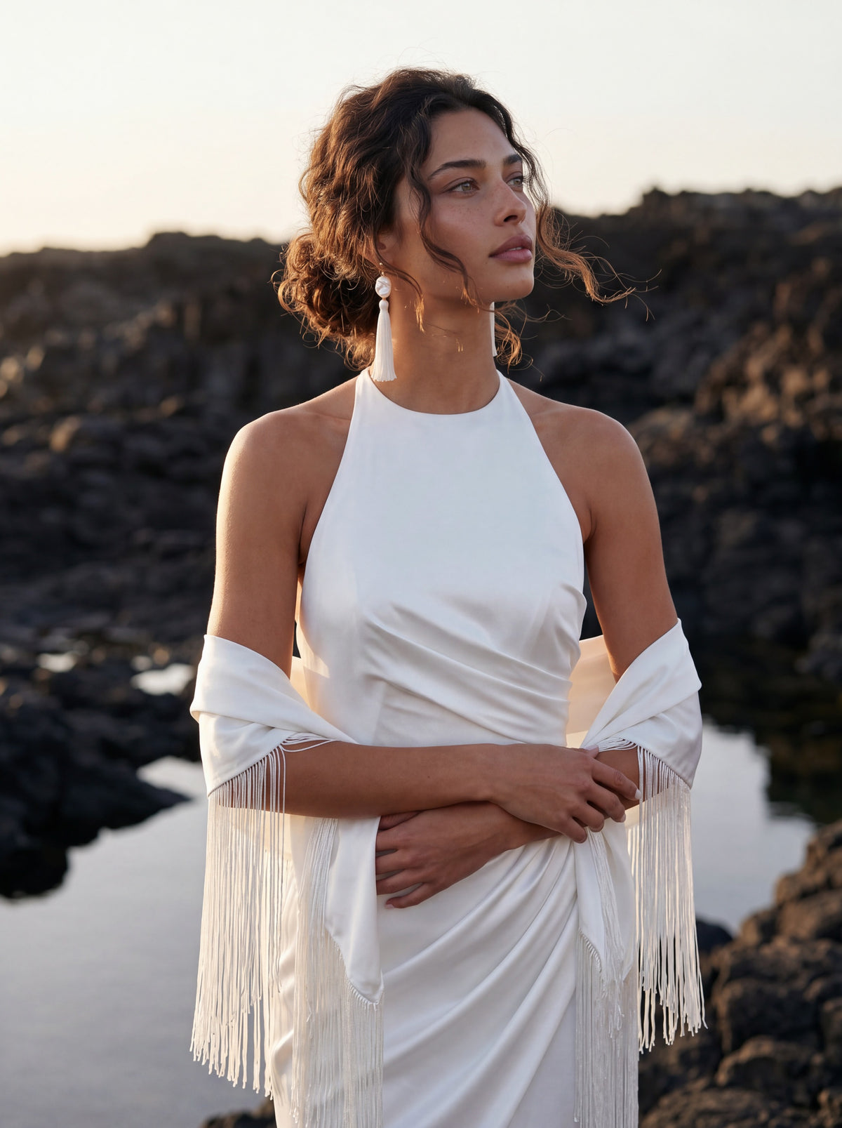 Silk Halter Wedding Dress with Draped Mermaid Skirt — Illusion 2027, photograph 9