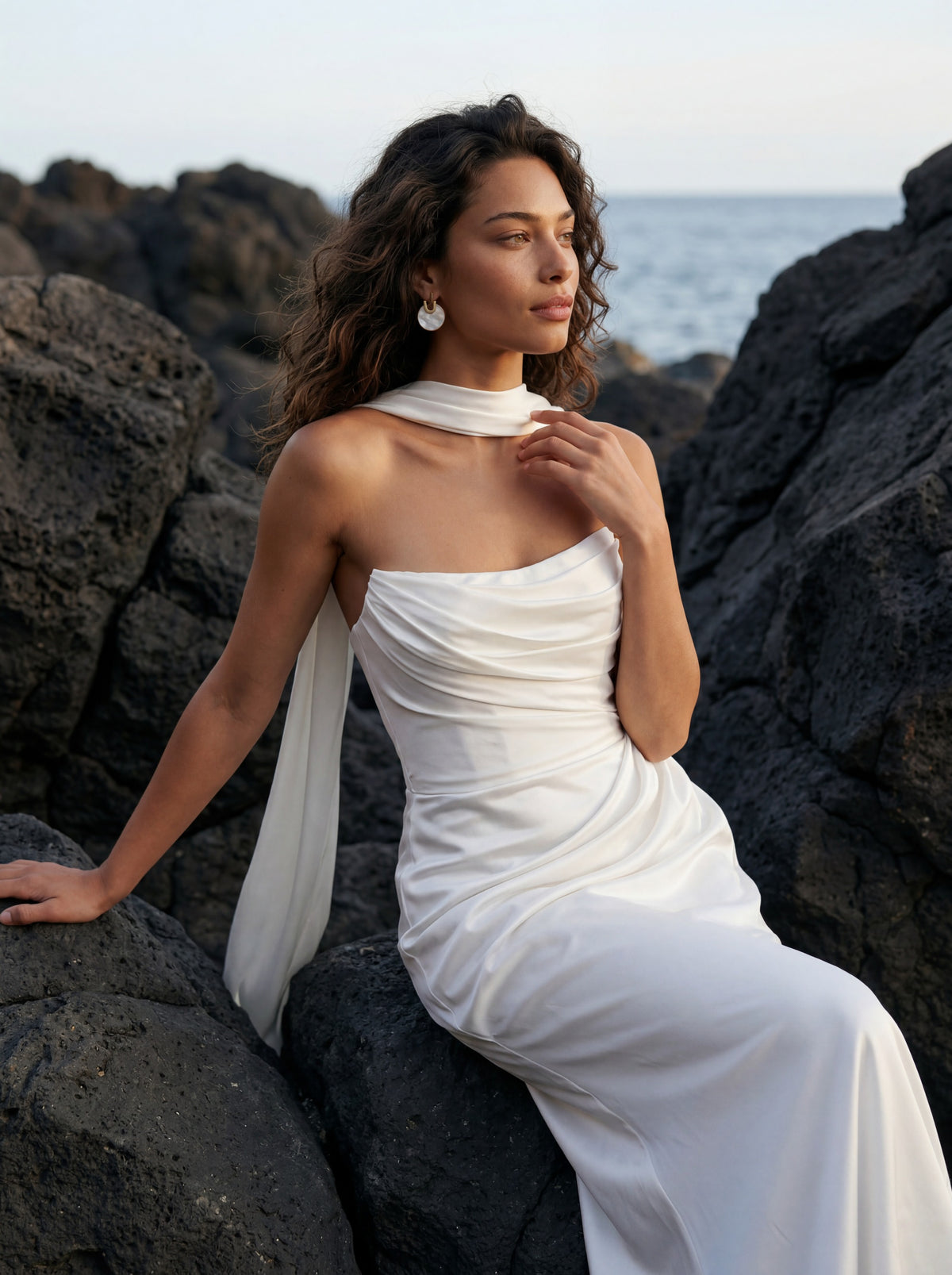 Silk Mermaid Wedding Dress with Draped Strapless Bodice — Illusion 2027, photograph 3