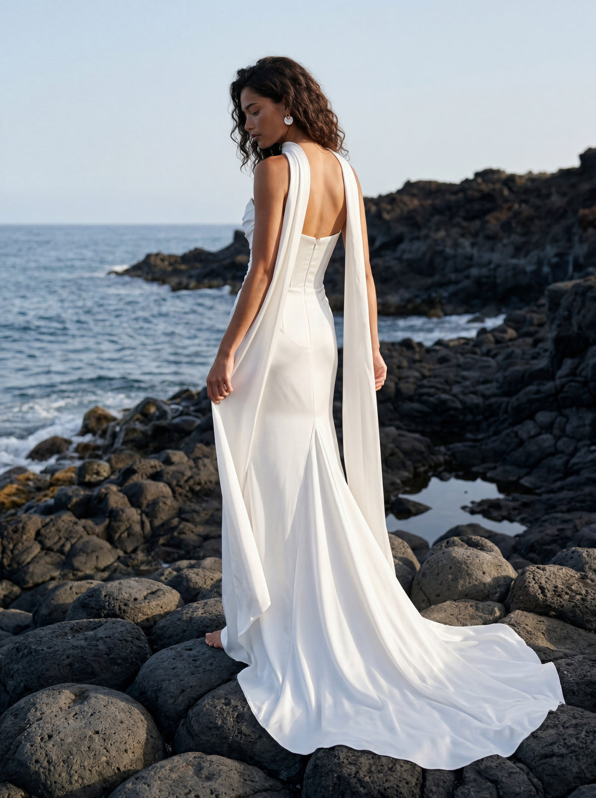 Silk Mermaid Wedding Dress with Draped Strapless Bodice — Illusion 2027, photograph 6