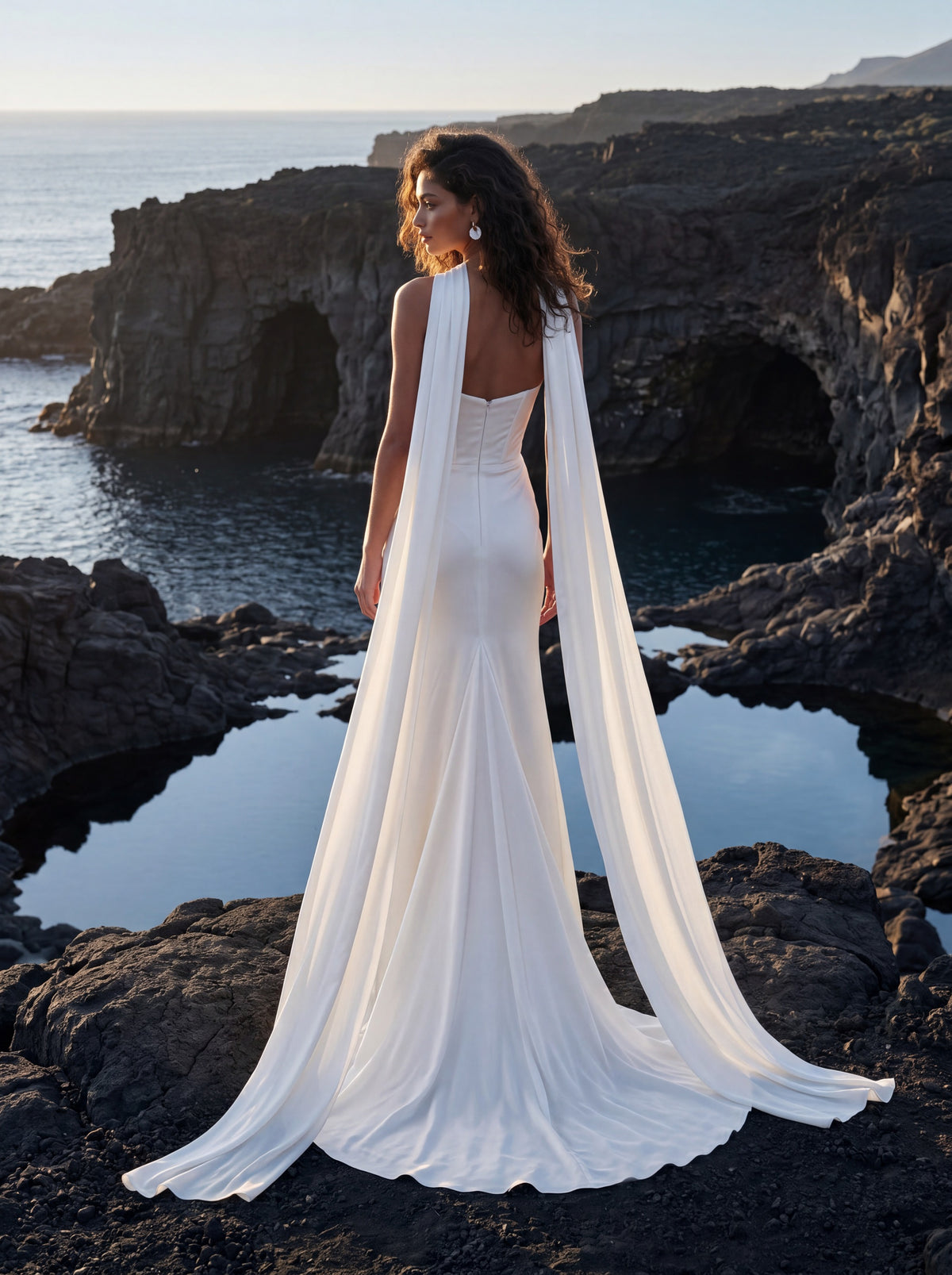 Silk Mermaid Wedding Dress with Draped Strapless Bodice — Illusion 2027, photograph 7