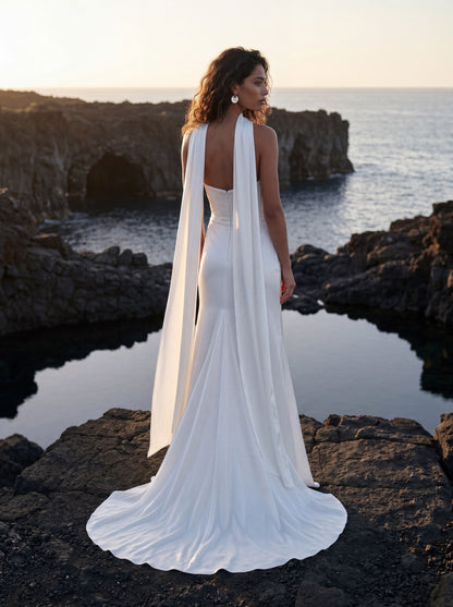 Silk Mermaid Wedding Dress with Draped Strapless Bodice — Illusion 2027, photograph 8