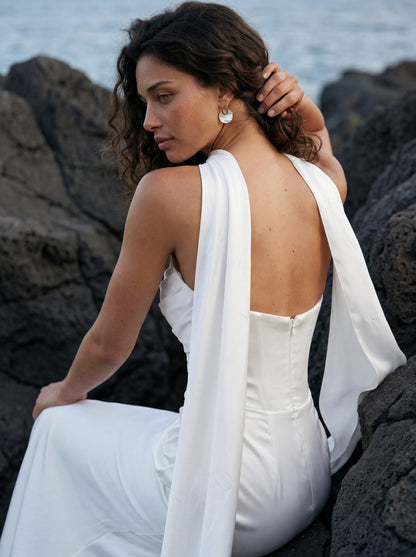 Silk Mermaid Wedding Dress with Draped Strapless Bodice — Illusion 2027, photograph 9