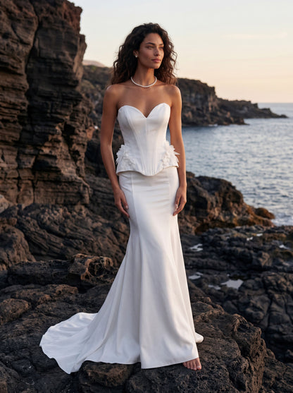 Soft Satin Mermaid Wedding Dress with Sweetheart Corset — Illusion 2027, photograph 1