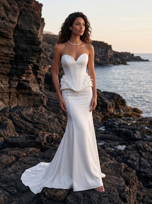 Soft Satin Mermaid Wedding Dress with Sweetheart Corset — Illusion 2027, photograph 1