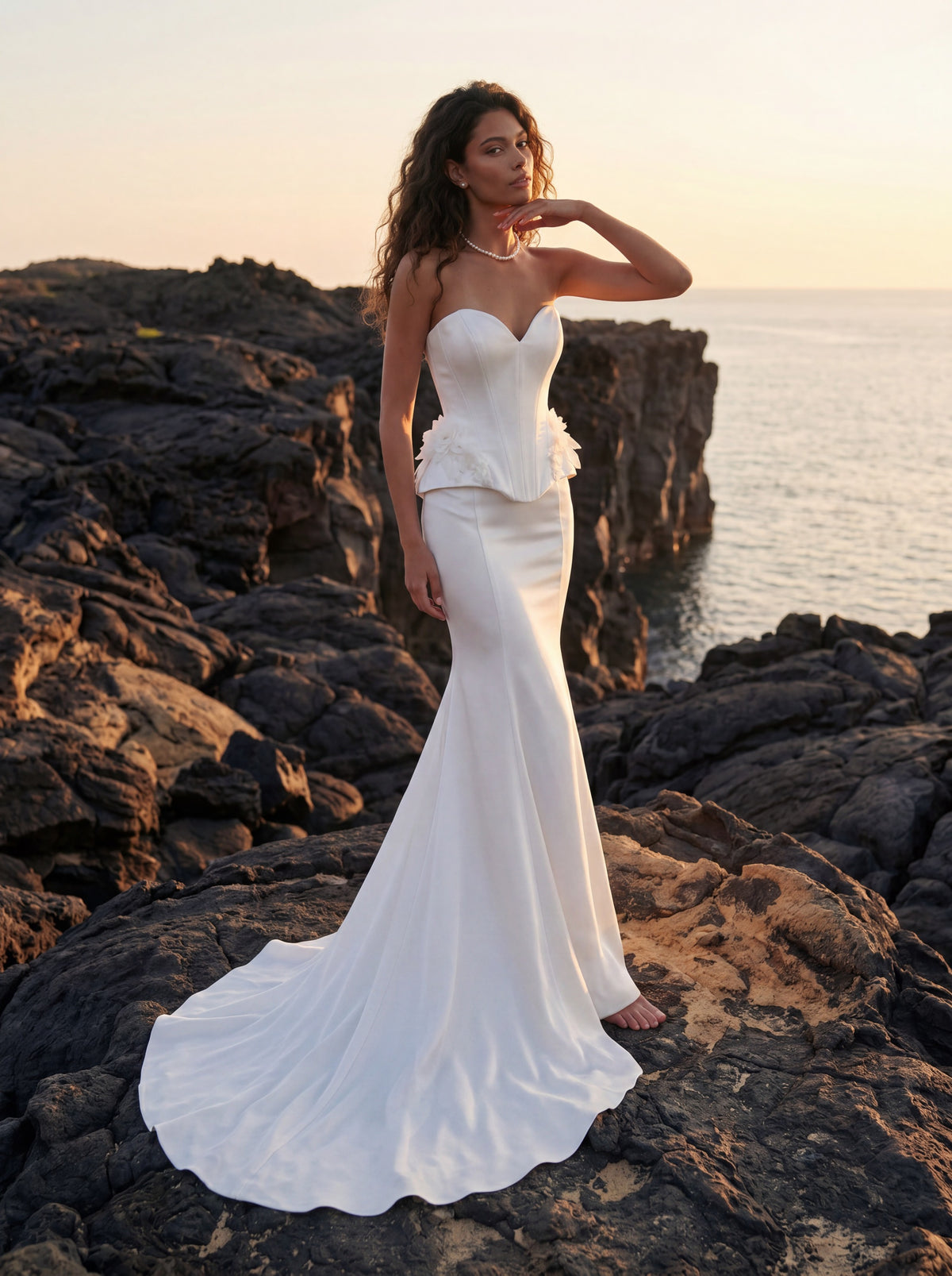 Soft Satin Mermaid Wedding Dress with Sweetheart Corset — Illusion 2027, photograph 2