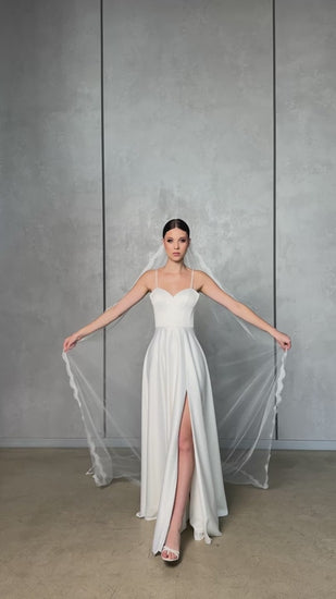 One-Layer Veil with Lace Trim - video